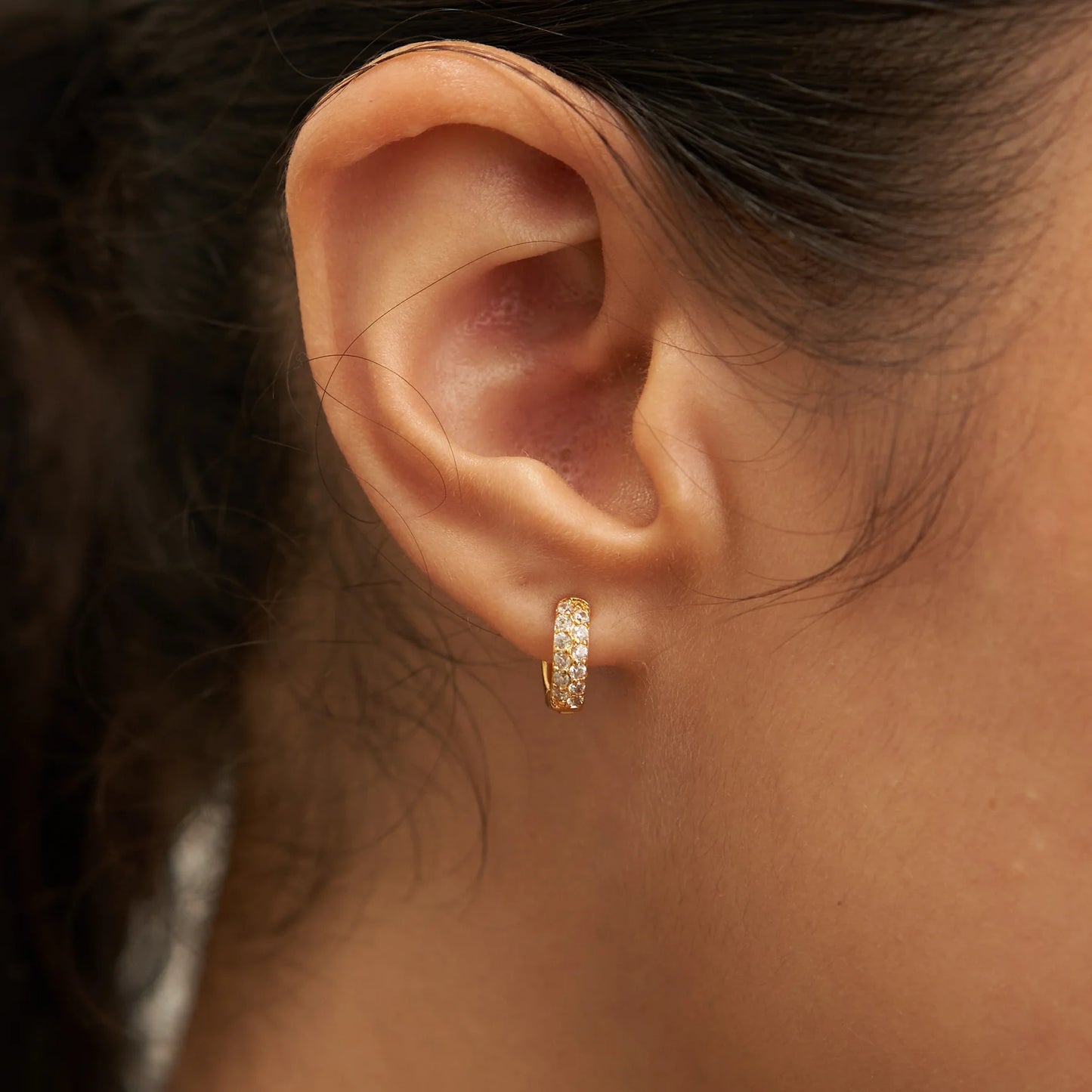 Pave Crystal Huggie Earrings
