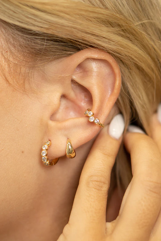 Dainty Stone Huggie Earring