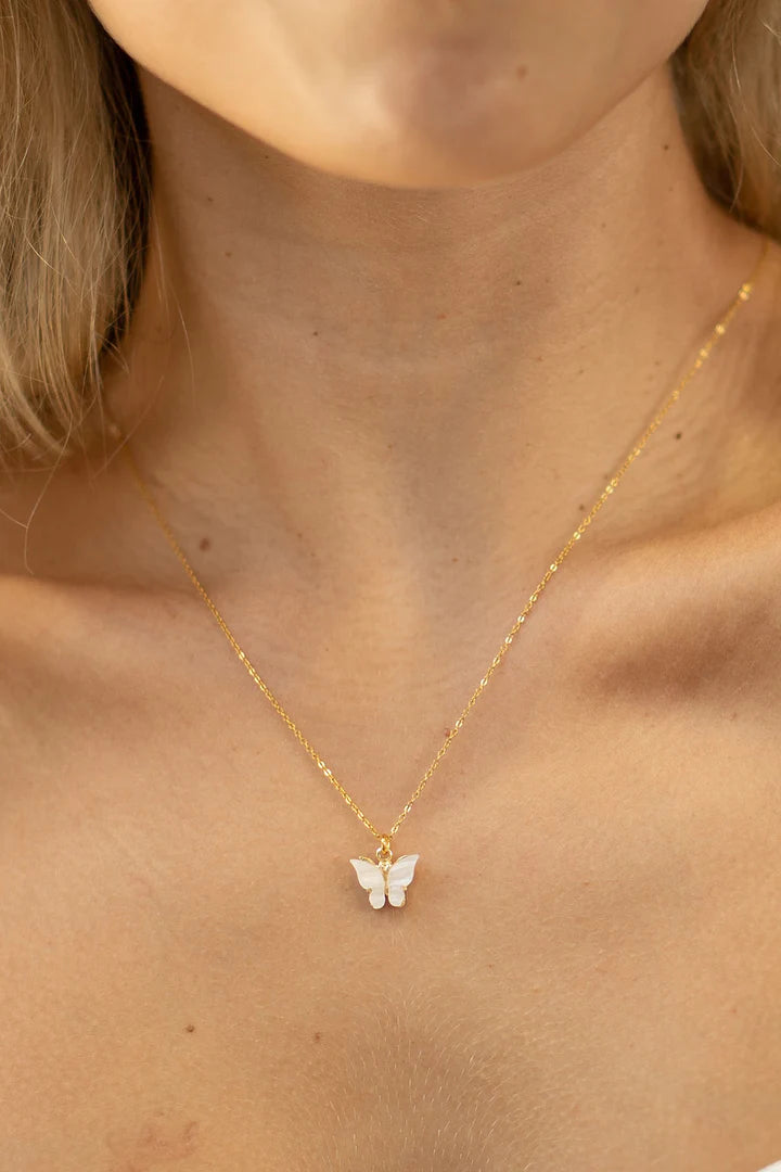 Pearlized Mini Butterfly Necklace